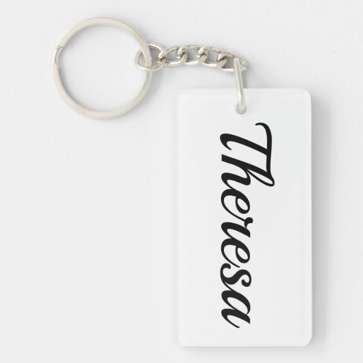 personalisierbar Vorname Theresa schwarz weiß Schlüsselanhänger (Vorderseite)