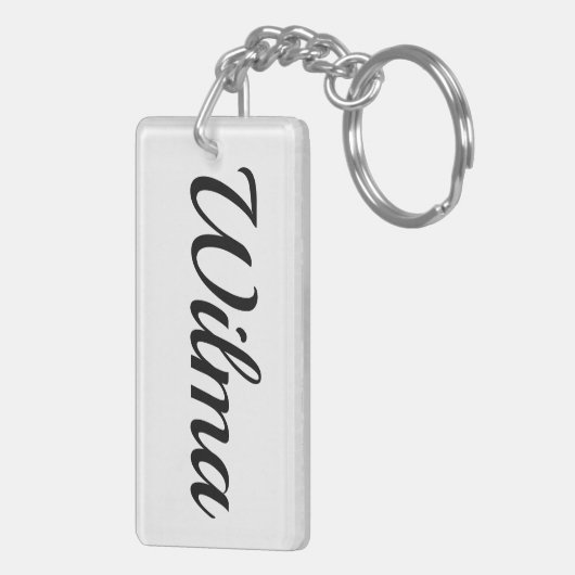 personalisierbar Vorname Wilma schwarz weiß Schlüsselanhänger (Rückseite rechts)