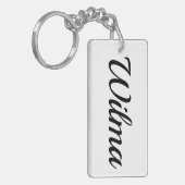personalisierbar Vorname Wilma schwarz weiß Schlüsselanhänger (Vorderseite links)