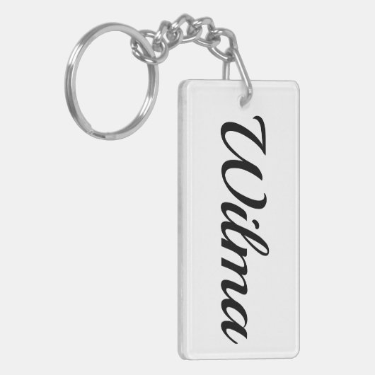 personalisierbar Vorname Wilma schwarz weiß Schlüsselanhänger (Vorderseite links)