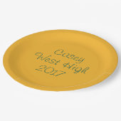 Personalisierbare Abschluss-Platte in Grün und Gol Pappteller (Schrägansicht)