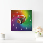 Personalisierbare American Football | Sportgeschen Quadratische Wanduhr (Zuhause)