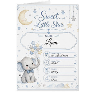 Personalisierbare Baby Geburtstafel mit Elefant