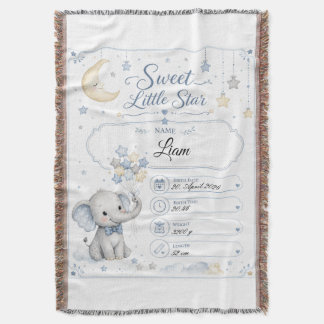 Personalisierbare Baby Geburtstafel mit Elefant Decke