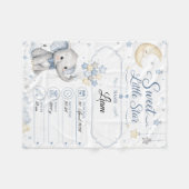 Personalisierbare Baby Geburtstafel mit Elefant  Fleecedecke (Vorderseite (Horizontal))