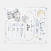 Personalisierbare Baby Geburtstafel mit Elefant  Fleecedecke (Vorderseite (Horizontal))