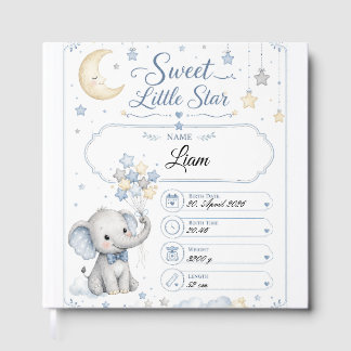 Personalisierbare Baby Geburtstafel mit Elefant Gästebuch
