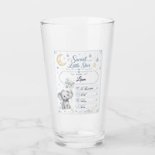 Personalisierbare Baby Geburtstafel mit Elefant Glas