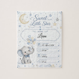 Personalisierbare Baby Geburtstafel mit Elefant Puzzle