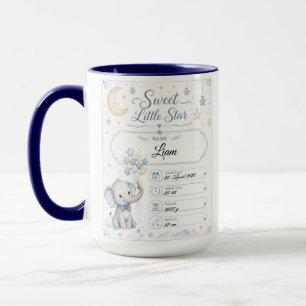 Personalisierbare Baby Geburtstafel mit Elefant Tasse
