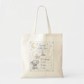 Personalisierbare Baby Geburtstafel mit Elefant Tragetasche