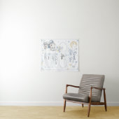 Personalisierbare Baby Geburtstafel mit Elefant Wandteppich (Beispiel (Horizontal))
