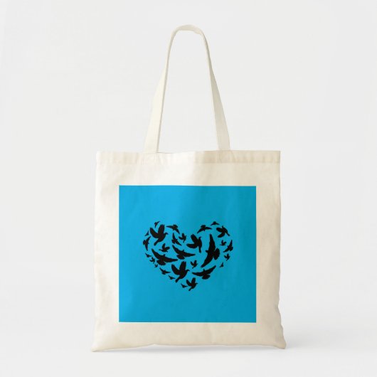 Personalisierbare blaue und schwarze Vogel-Tasche Tragetasche (Vorne)