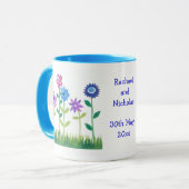 Personalisierbare 'Blume Power' Hochzeitsstimmung Tasse (Vorderseite Links)