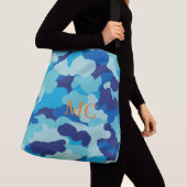 Personalisierbare Camouflage Camouflage Blue Green Tragetaschen Mit Langen Trägern (Von Nahem)