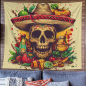 Personalisierbare CInco de Mayo Skull Wandteppich