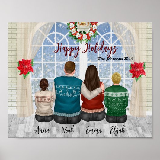 Personalisierbare Custom Family Portrait Weihnacht Poster (Vorne)