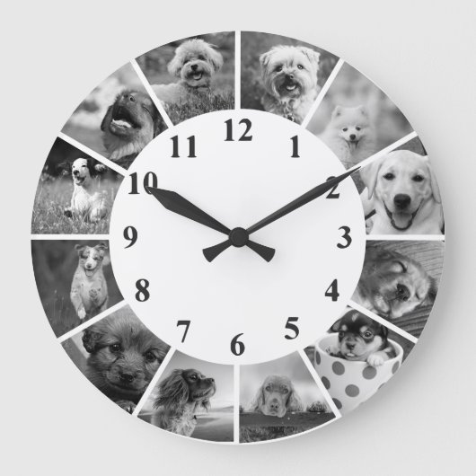 Personalisierbare Dog-Uhr B+W Benutzerdefinierte F Große Wanduhr (Vorderseite)