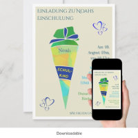 Personalisierbare Einladung Einschulung Junge