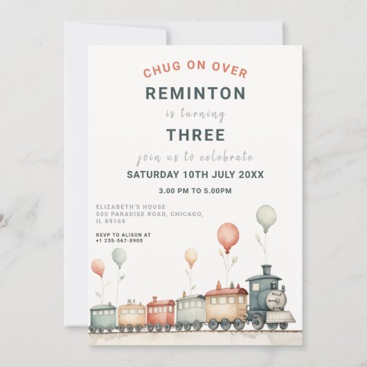 Personalisierbare Eisenbahn-Thema Geburtstag Einla Einladung (Vorderseite)