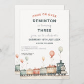 Personalisierbare Eisenbahn-Thema Geburtstag Einla Einladung (Vorne/Hinten)