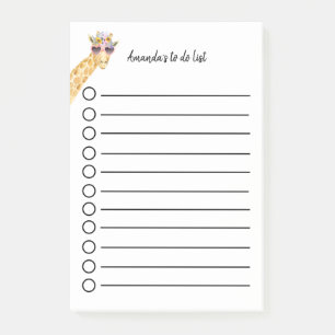 Personalisierbare Giraffe mit Blumen Sonnenbrille Post-it Klebezettel
