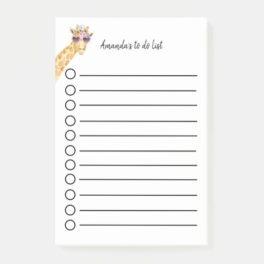 Personalisierbare Giraffe mit Blumen Sonnenbrille Post-it Klebezettel (Vorderseite)