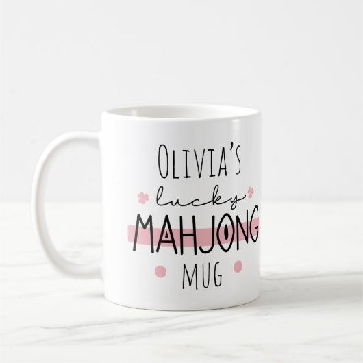 Personalisierbare glückliche Mahjong-Tasse Kaffeetasse (Links)