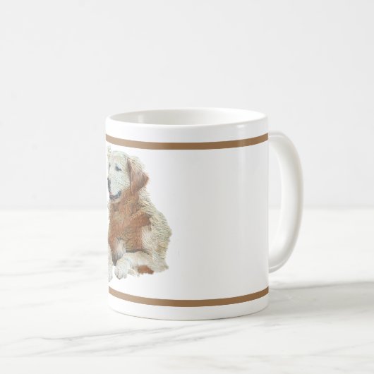 Personalisierbare, goldfarbene Retriever-Tasse Kaffeetasse (VorderseiteRechts)