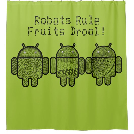 Personalisierbare Green Source Geeky Roboter Duschvorhang (Vorderseite)