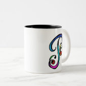 Personalisierbare Initial Letter P-Tasse Zweifarbige Tasse (VorderseiteRechts)
