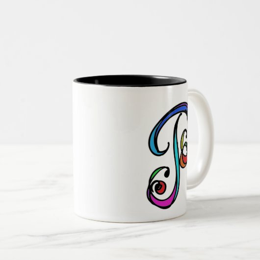 Personalisierbare Initial Letter P-Tasse Zweifarbige Tasse (VorderseiteRechts)