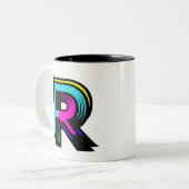 Personalisierbare Initialbuchstabe R-Tasse Zweifarbige Tasse (Vorderseite Links)