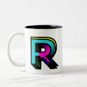 Personalisierbare Initialbuchstabe R-Tasse Zweifarbige Tasse (Links)