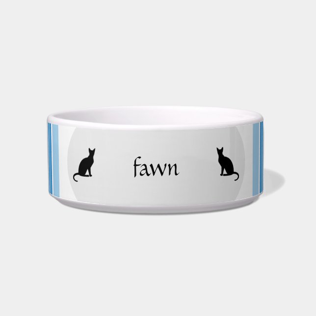 Personalisierbare Katzenfutterschale in blau HAMbW Napf (Vorderseite)