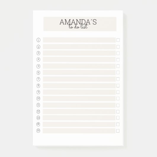 Personalisierbare Modern Beige Weiß Post-it Klebezettel (Vorderseite)