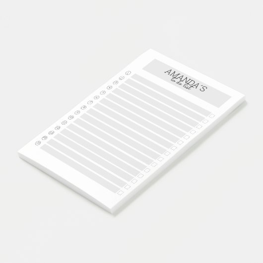 Personalisierbare Modern Grau Weiß Klebeze Post-it Klebezettel (angewinkelt)