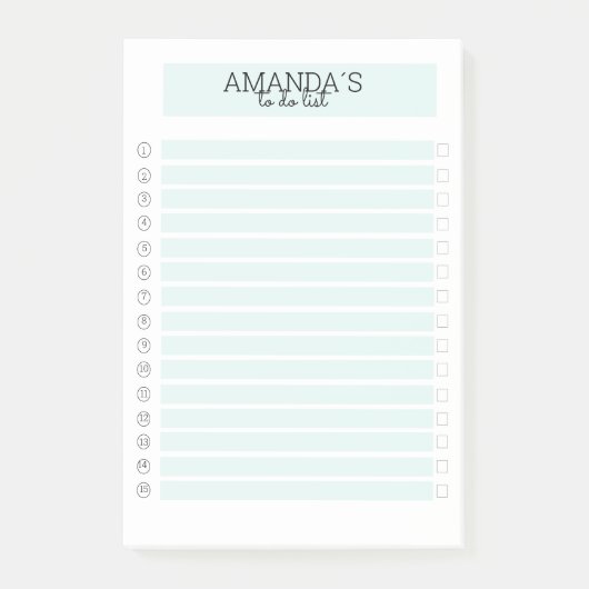 Personalisierbare Modern Mint Weiß Klebeze Post-it Klebezettel (Vorderseite)