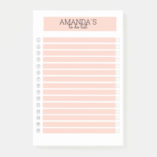 Personalisierbare Modern Pfirsich Weiß Post-it Klebezettel (Vorderseite)