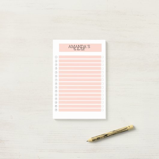 Personalisierbare Modern Pfirsich Weiß Post-it Post-it Klebezettel (Auf Schreibtisch)