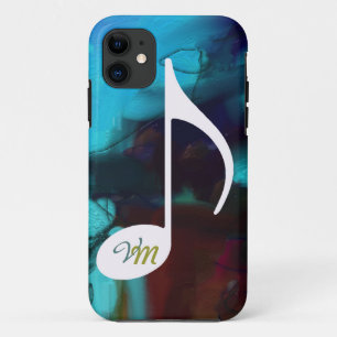 personalisierbare musikalische Note blau iPhone 11 Hülle