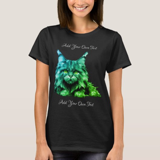 Personalisierbare Niedliche Kitty Maine Coon Cat T-Shirt (Vorderseite)