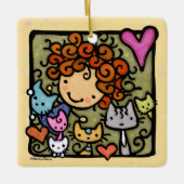 Personalisierbare Niedliche Lieben Curly Girl Keramikornament (Vorderseite)