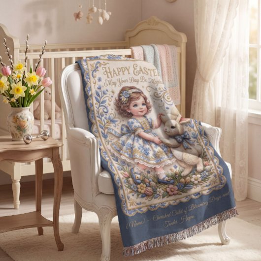 Personalisierbare Osterhasen-Babydecke Decke