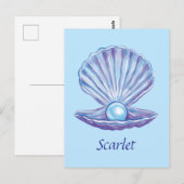 Personalisierbare Perle des Ozeans (Blau) Postkarte (Vorne/Hinten)
