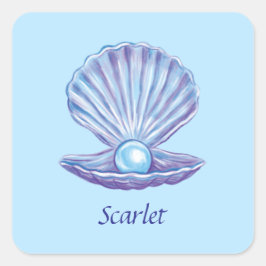 Personalisierbare Perle des Ozeans (Blau) Quadratischer Aufkleber