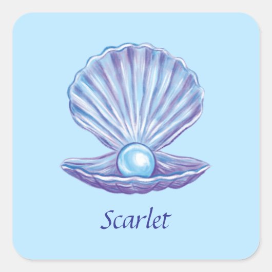 Personalisierbare Perle des Ozeans (Blau) Quadratischer Aufkleber (Vorderseite)