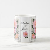 Personalisierbare, schöne rosa Rosen Kaffeetasse (Mittel)