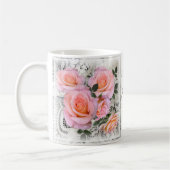 Personalisierbare, schöne rosa Rosen Kaffeetasse (Links)