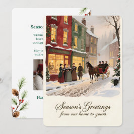 Personalisierbare Vintage-Flach-Weihnachtskarte  Feiertagskarte